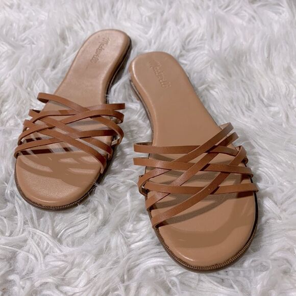 MADEWELL The Tracie Crisscross Slide Sandal leather tan NWOT women’s size 9.5 - Picture 9 of 9